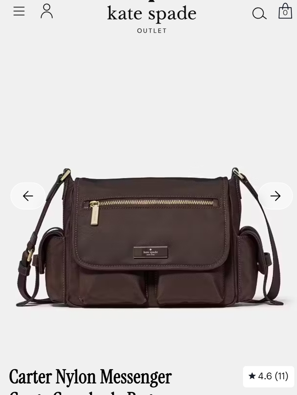 kate spade Carter Nylon Messenger Bag in Dark Brown